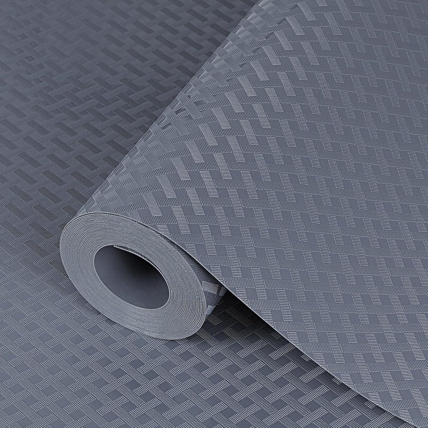 Shelf Liners 12 in x 20 ft EVA Drawer Mats, Non-Adhesive Cupboard Pad, Kitchen Cabinet Lining Fridge Cushion (Gray Crossed Stripe, 30.5x610cm)