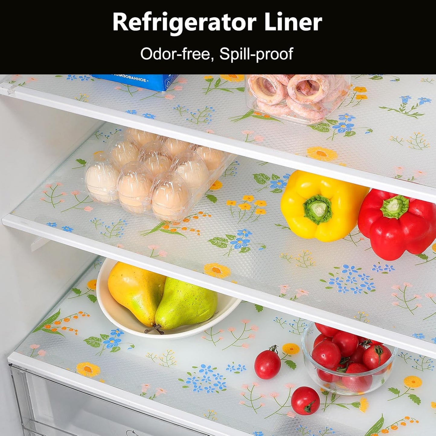 INNOLITES INNOLITES Non-Slip Shelf Liner – Cabinet & Drawer Liner Non-Adhesive – Waterproof Oil-Proof – Durable EVA with Floral for Kitchen Cabinets Refrigerator – BPA-Free, Easy to Cut 17.7" x 197"