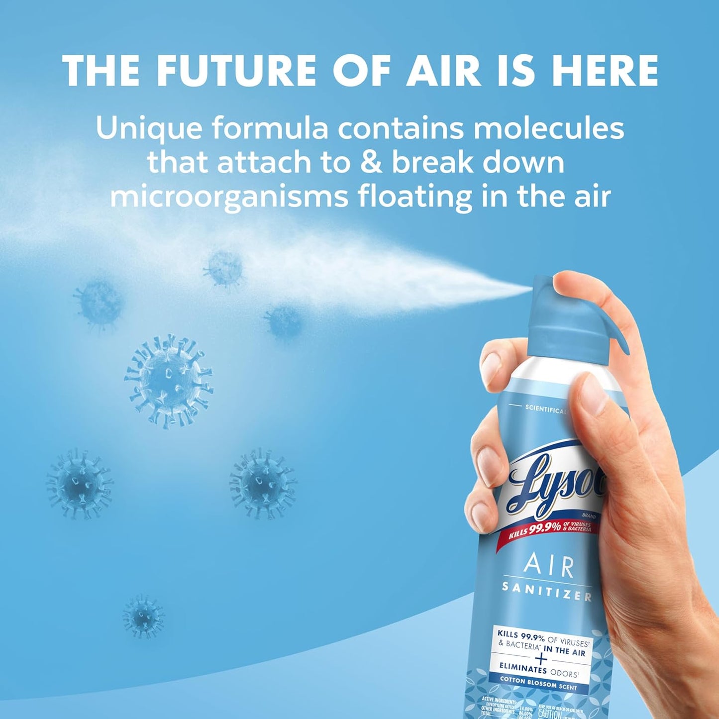 Lysol Air Sanitizer Spray with Odor Eliminator for Home & Office, Sanitizing Spray, Air Freshener Alternative, Cotton Blossom Scent, 10 oz (Pack of 3)