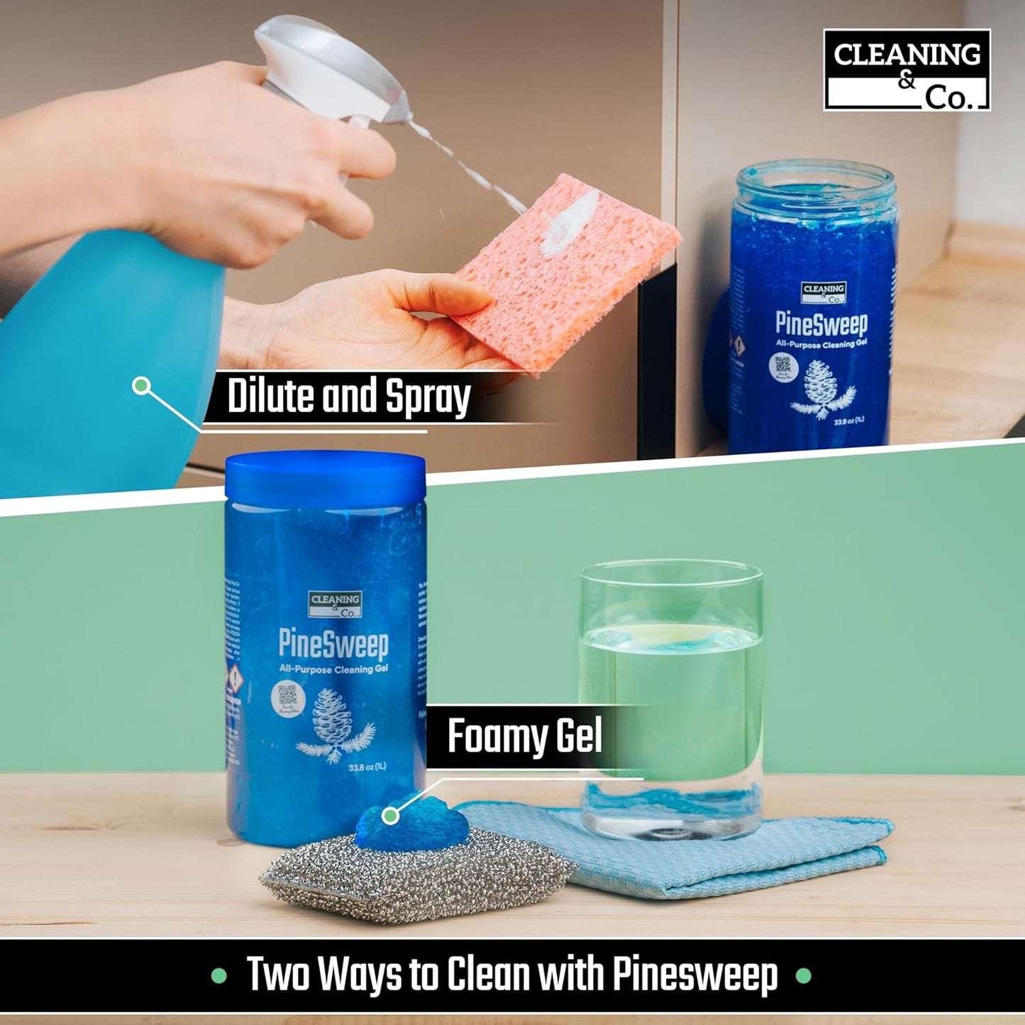 All-Purpose Cleaning Gel with Pine Oil – Multipurpose Household Cleaner for Bathroom, Kitchen, Floors, Laundry & More, 33.8 Fl Oz (Pack of 2)