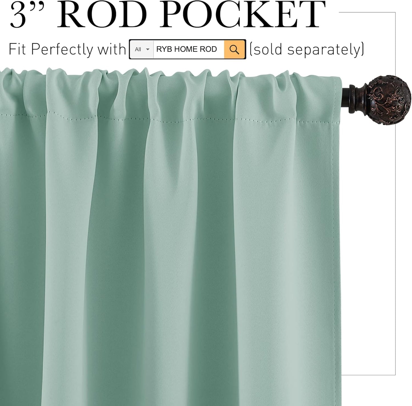 RYB HOME RV Curtains Blackout - Thermal Insulating Privacy Door Windows Camper Curtains for Kids Nursery RV Bunk Bedroom Windows Bathroom, Width 29 x Length 24, Aqua, 2 Pcs
