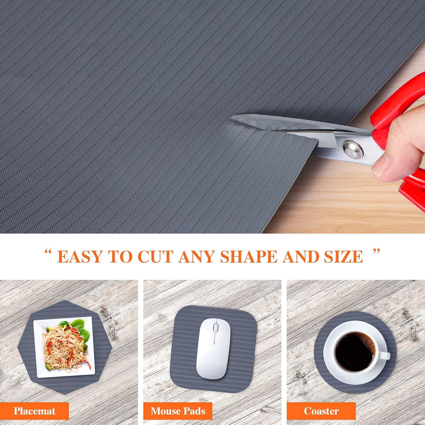 Shelf Liners for Kitchen Cabinets, 14Inch x 30Ft, Non-Adhesive Shelf Liner, Non-Slip Kitchen Drawer Liners, Waterproof Durable Cabinet Liners for Shelves, Cupboard, Pantry, Gray