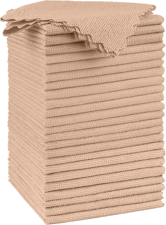 Orighty Microfiber Cleaning Cloth, 24 Pack Highly Absorbent Cleaning Supplies, Reusable Clean Rags for House, Microfiber Cloth for Kitchen, Window, Car Care, 11.5x11.5 inch Brown