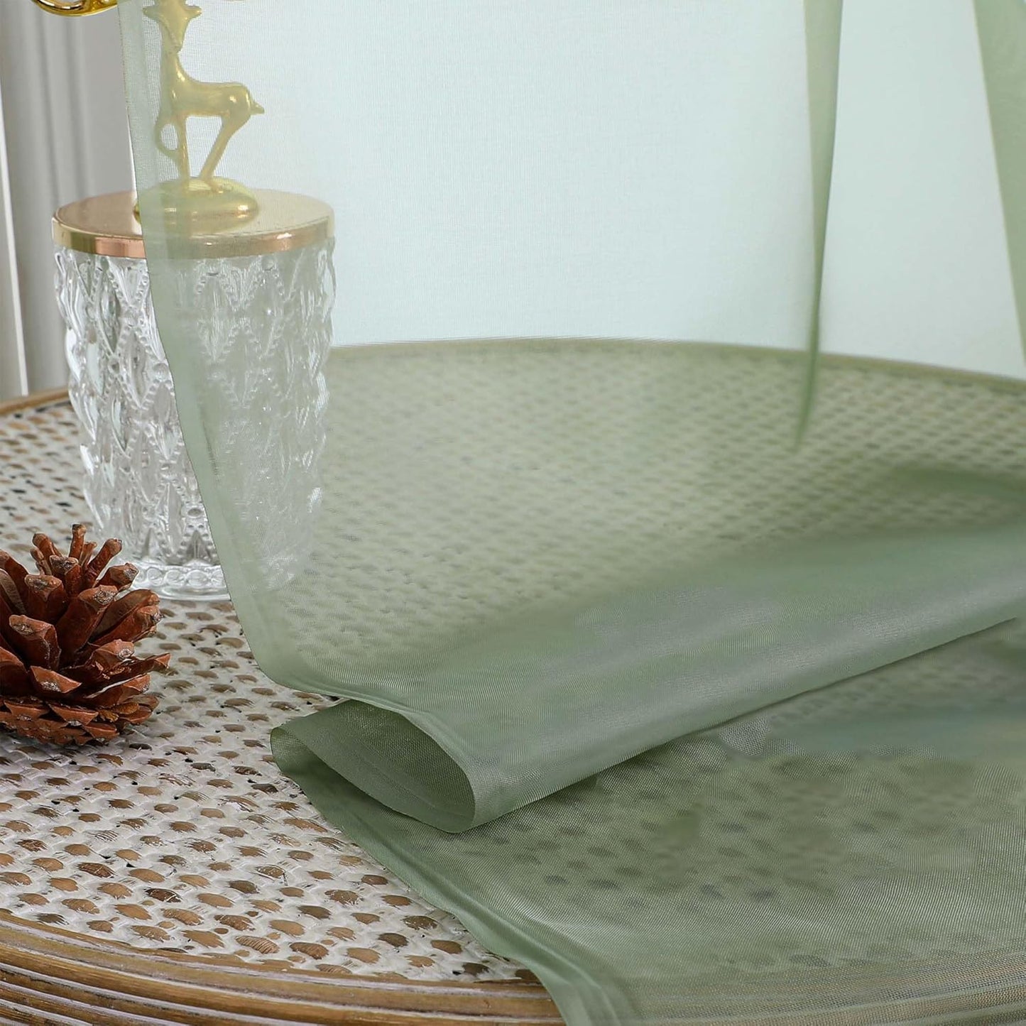 Chyhomenyc Sage Green Sheer Curtains 78 Inches Long 2 Panels Set for Living Room, Light Filtering Voile Lightweight Bedroom Curtains, Rod Pocket Solid Window Treatment Drapes, Each 42W x 78L