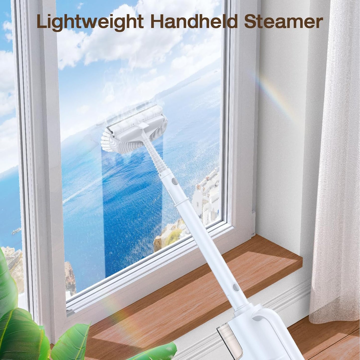 ScrubWiz Steam Mop Cleaner with Detachable Handheld Steamer, 10-in-1 Multi Accessories, Washable Microfiber Pads, 350ml and 2 Adjustable Level for Cleaning Floor, Carpet, Tile, Grill and Grout, White