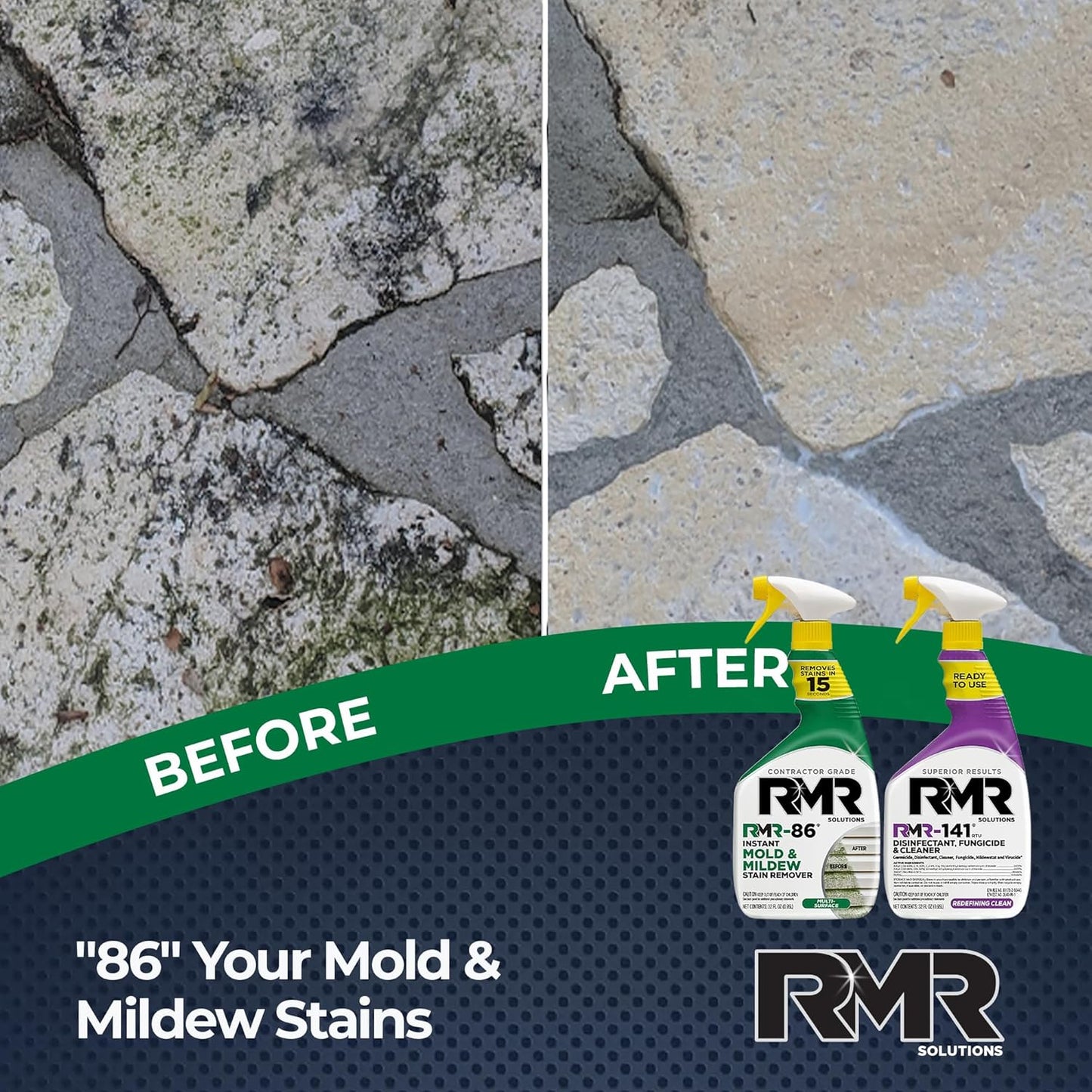 RMR Brands DIY Mold Remover Bundle - Complete Mold Killer & Stain Remover Bundle - Mold and Mildew Prevention Kit, Disinfectant Spray, Includes 2-32 Ounce Bottles