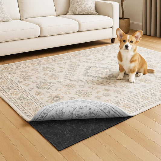 Warmstar 10x14 FT Non Slip Rug Pad,100% Waterproof Felt Rug Pad for Hardwood Floors,1/8” Thick Soft Carpet Pad with Natural Rubber Backing, Secure Grip & Floor Protection