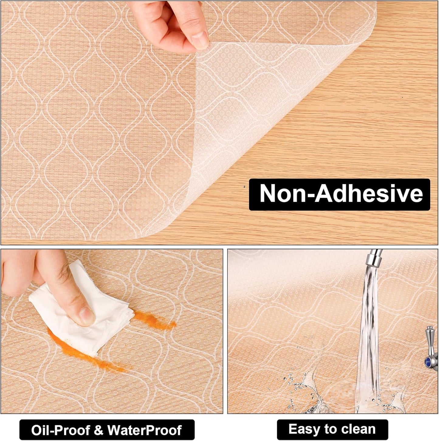 Cooyes Shelf Liner for Kitchen Cabinets Waterproof Kitchen Cupboard Liner Plastic Drawer Mats EVA Material Non Adhesive Fridge Mats for Shelves