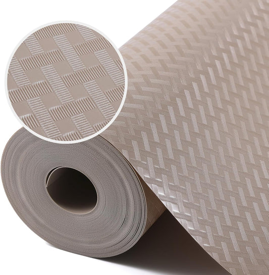 Beige Shelf Liners for Kitchen Cabinets Refrigerator Liners Waterproof & Oil-Proof Kitchen Cupboard Liner Drawer Mats EVA Material Non Adhesive Fridge Liner for Shelves 17.5 x 78.7 Inches