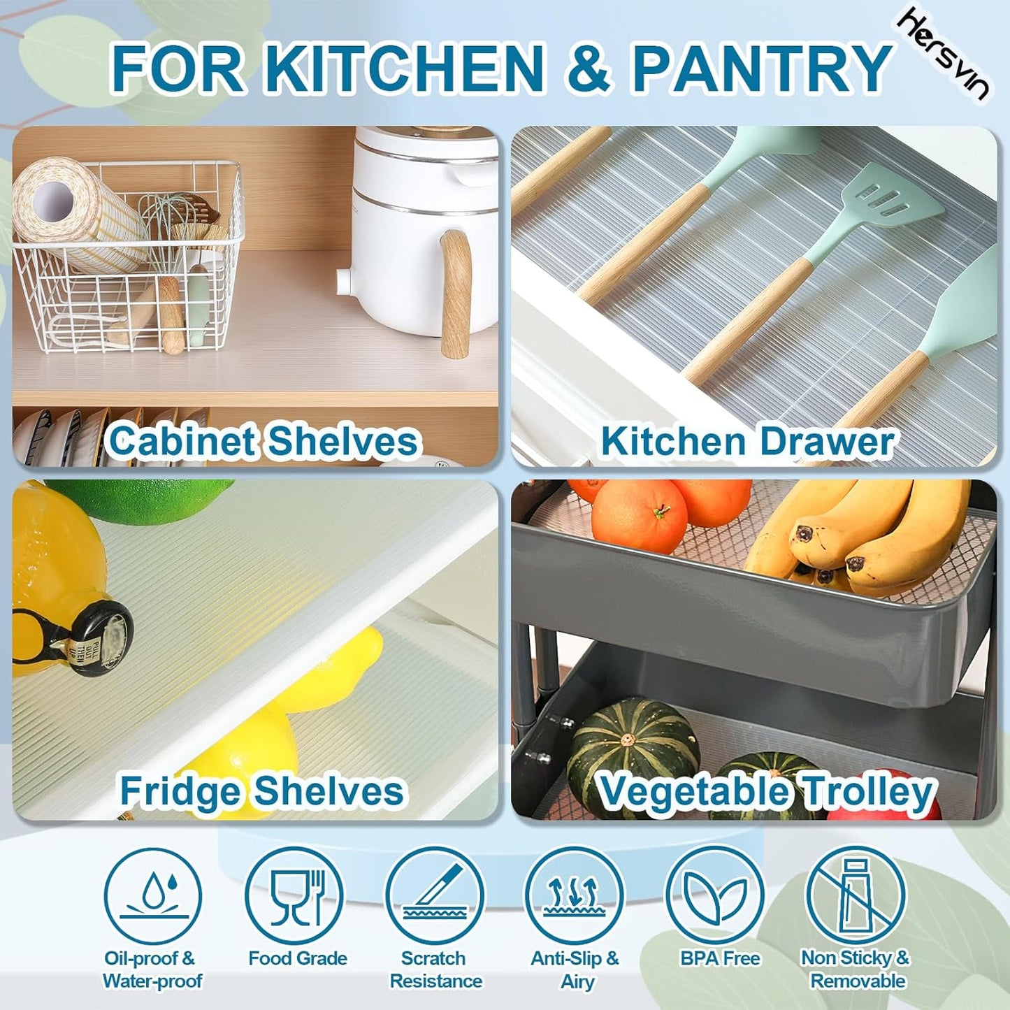10 in x 20 ft Shelf Liners Drawer Liner for Kitchen Cabinets Non-Adhesive Non Slip, Refrigerator Mats for Shelves, EVA Plastic Cupboard Protector, Waterproof Lining (Clear Stripe, Ribbed)