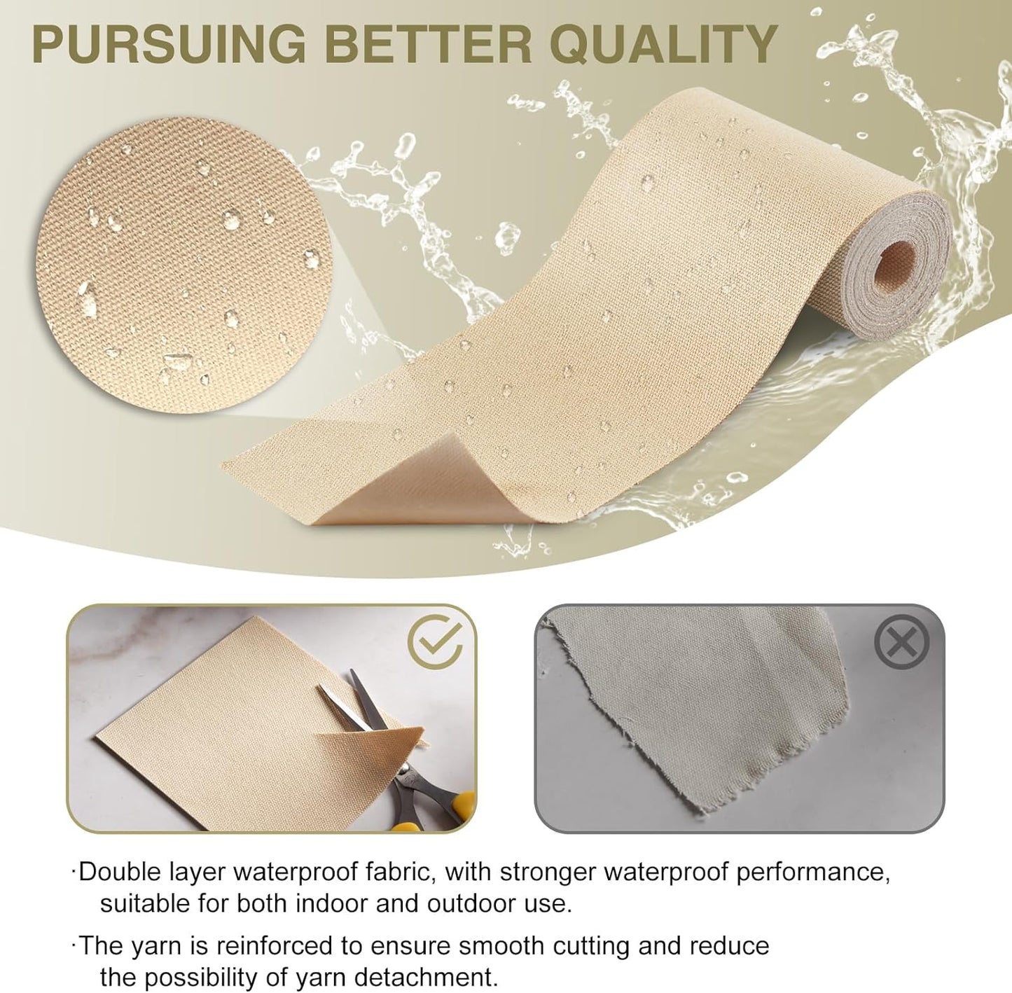 Canvas Repair Tape 4×70 Inch Waterproof Self-Adhesive Fabric Repair Patch for Repairing Boat Covers,Tents,Patio Umbrellas,Car Seats,Luggage,Sofas.(Light Khaki)