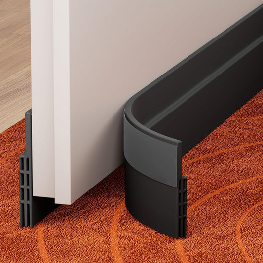 GroTheory 2 Pack Under Door Draft Stopper, Home Improvement, Weather Stripping Door Seal, Bottom of Door Sweep, Garage Window Blocker Noise Dust Insulation Draft Guard, 39" L, Black