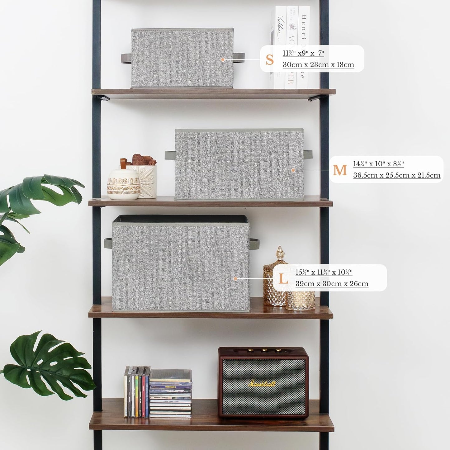 GRANNY SAYS Storage Baskets for Shelves, Fabric Storage Bins with Handles, Collapsible Storage Boxes, Closet Storage Bins, Organizers and Storage, Gray, Large, 3-Pack