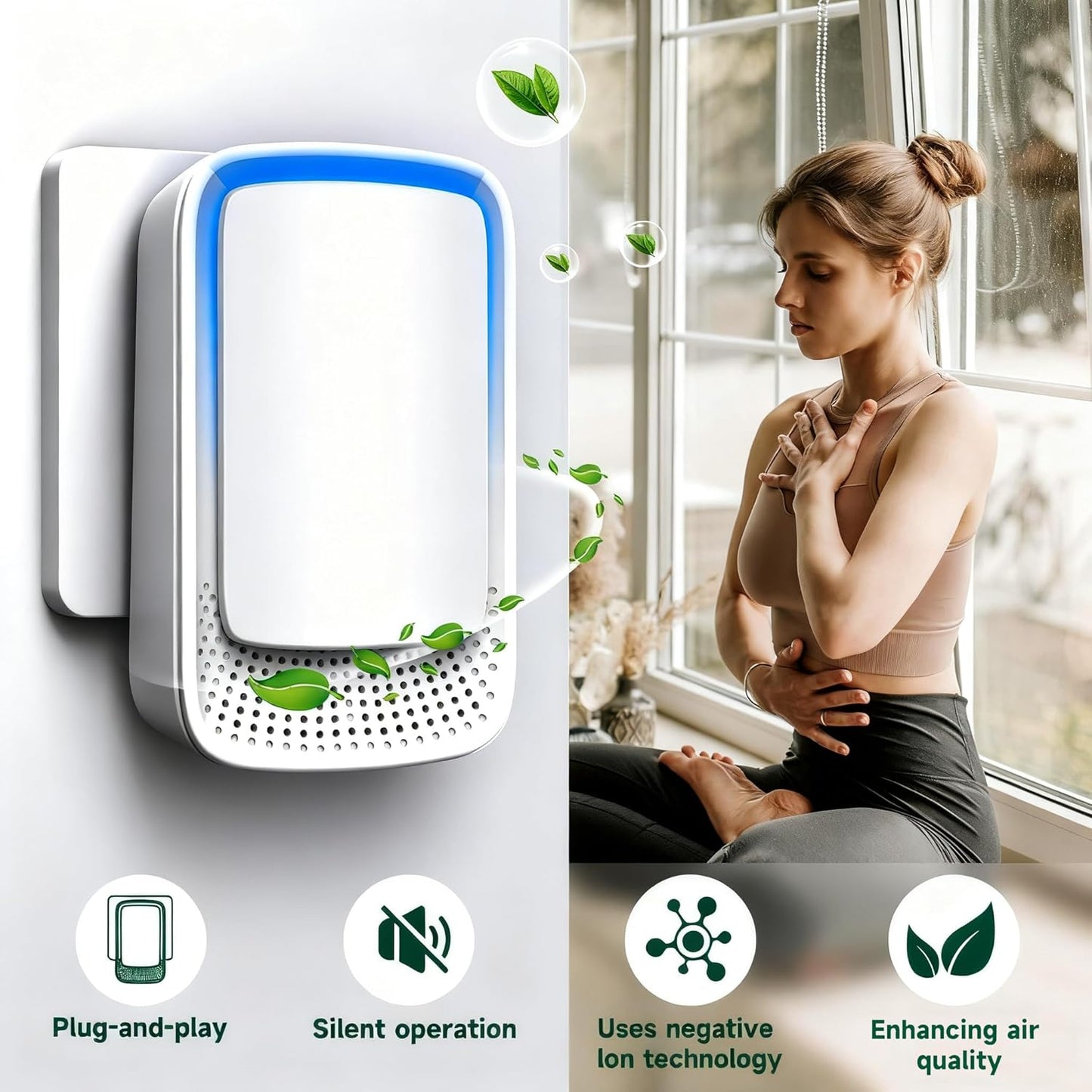 Plug In Air Ionizer Purifier for Home (6 Pack), Negative Ion Generator, Quiet Air Freshener for Bedroom, Office, Kitchen, Portable Air Filter, Mini Air Cleaner