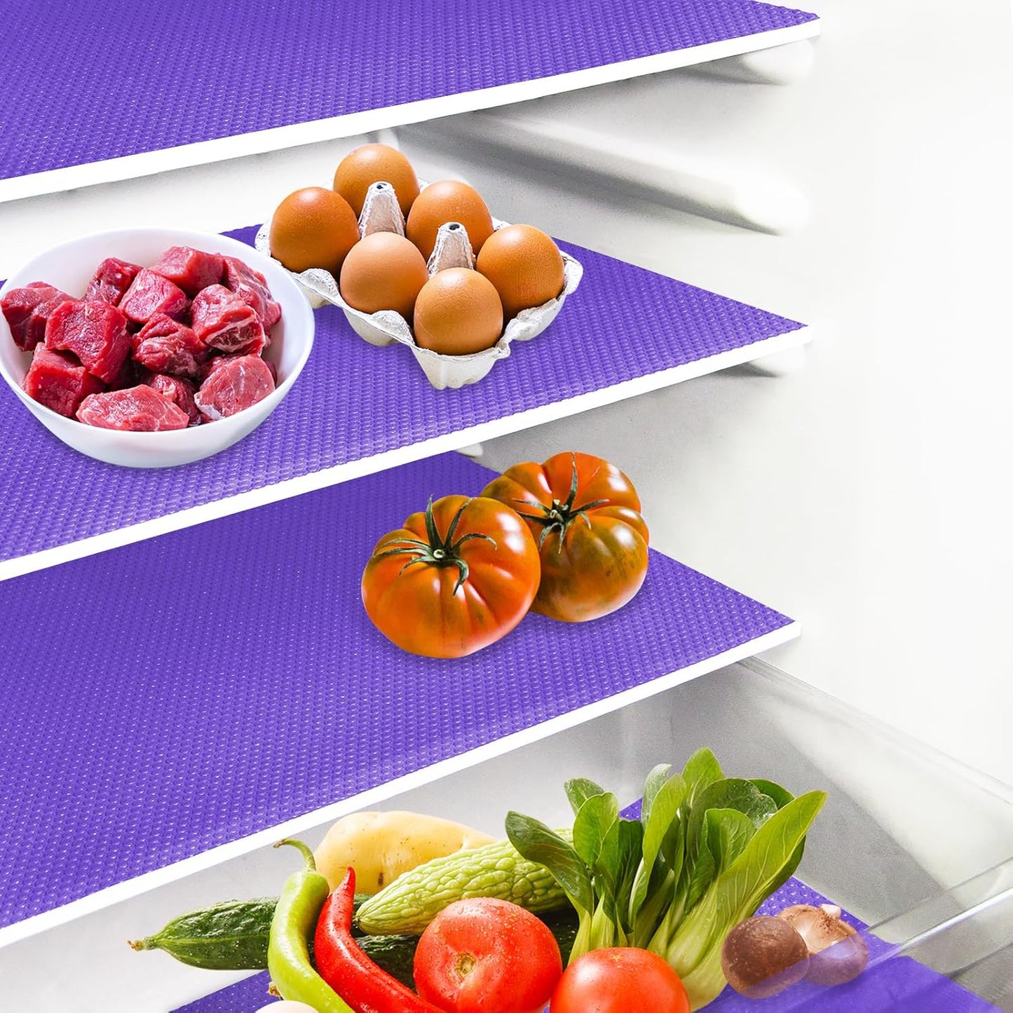 Daixer 20Pcs Refrigerator Liners, Washable Fridge Liner Shelf Mats Refrigerator Pads for Cupboard Cabinet Drawer Home Kitchen Accessories Organization (Purple)