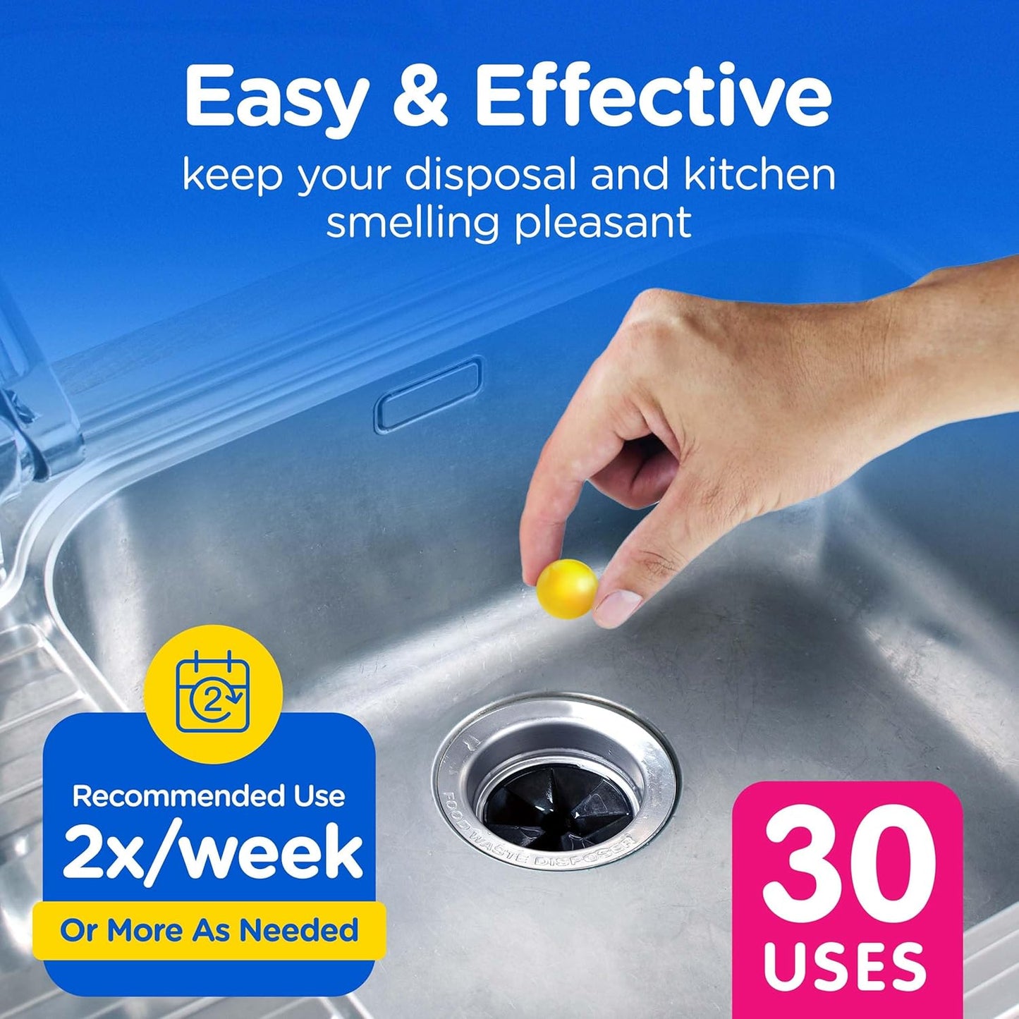 COMPAC HOME Plink Garbage Disposal Cleaner and Deodorizer, Freshens Your Kitchen and Waste Disposal, Assorted, 30 Count