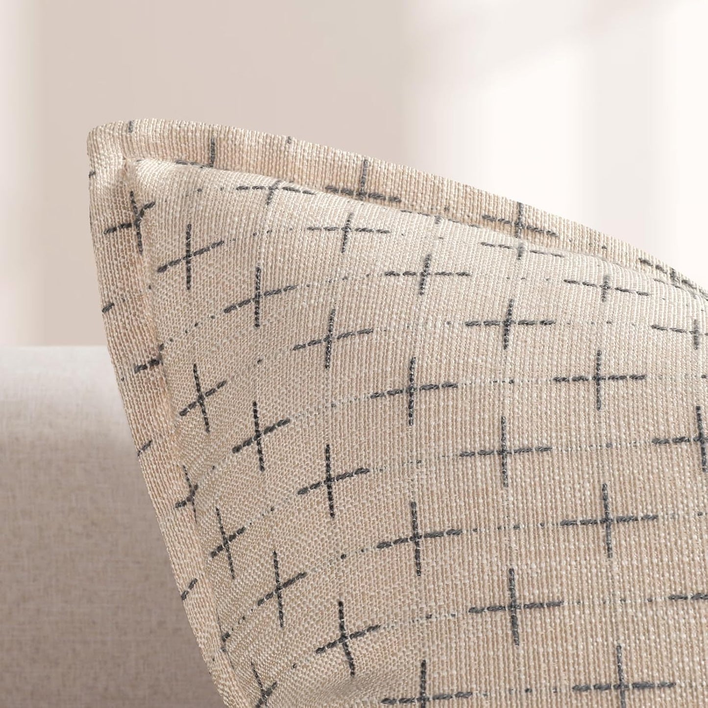 ZWJD Pillow Covers 22x22 Set of 2 Soft Polyester Textured Pillow Covers with Stylish Flange Edge Cozy Farmhouse Throw Pillows for Couch Bed Sofa Living Room