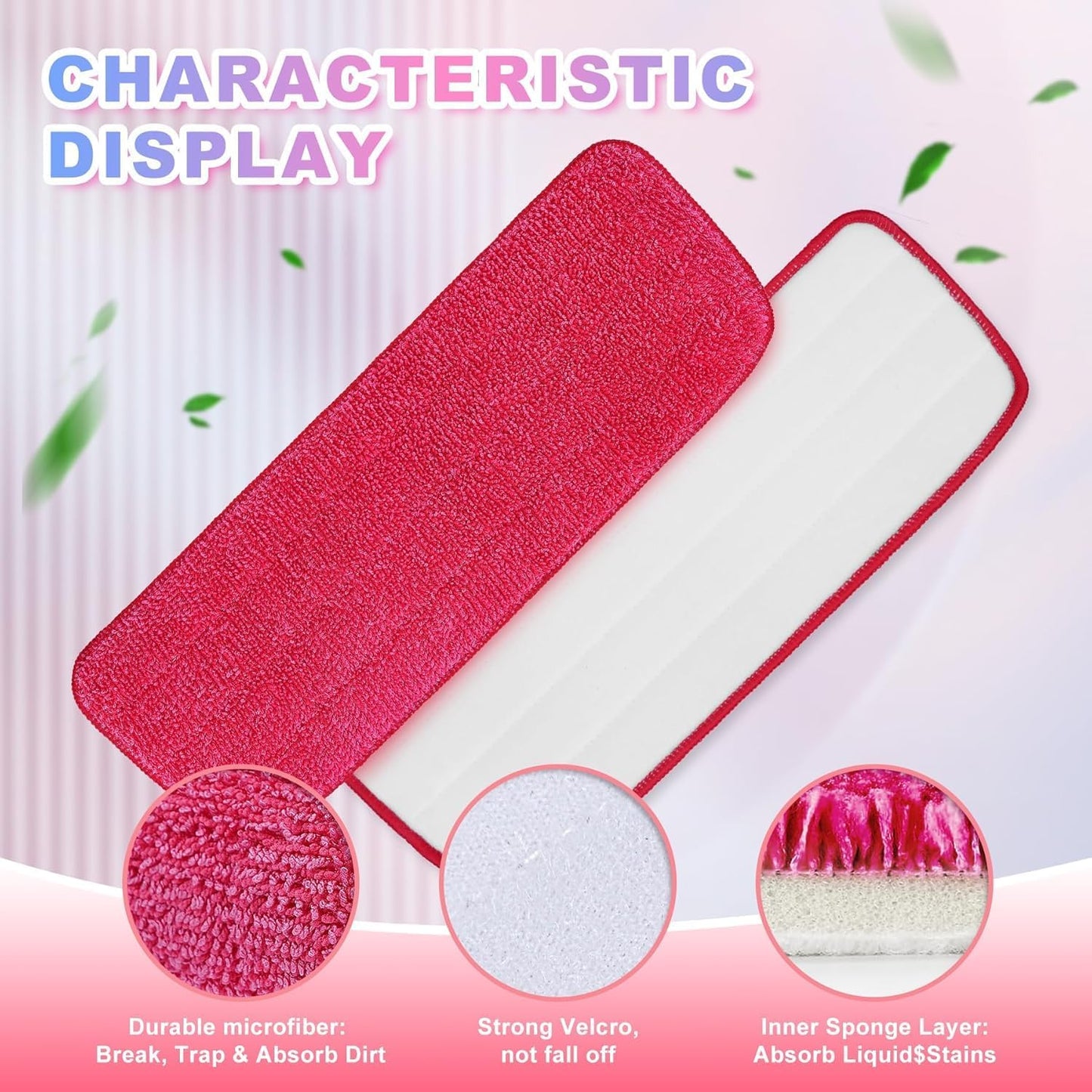 Replacement Microfiber Mop Pads Compatible with Rubbermaid Reveal Spray Mop with Washable Pads, 16.5" Reusable Wet & Dry Mop Replacement Pads Fit for Any Microfiber Reveal Flat Mops(8 Pack)