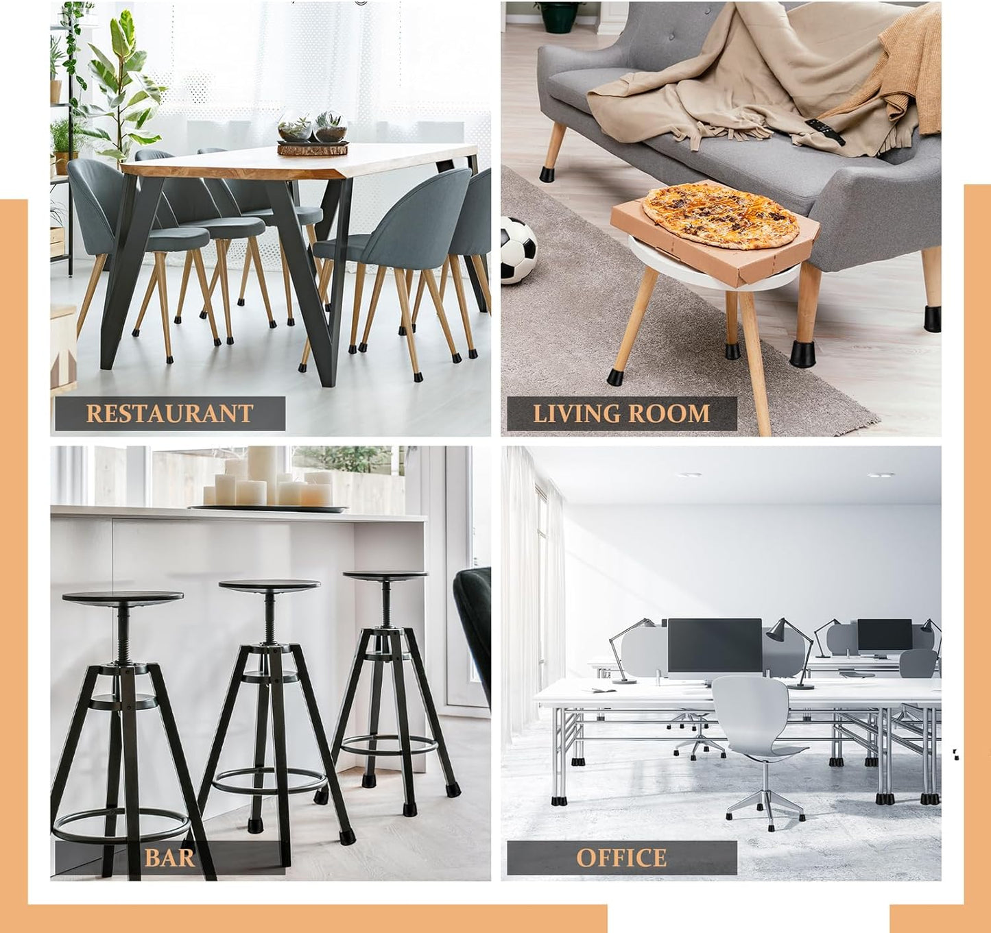 3/4" Round Rubber Chair Leg Tips Caps, Chair Leg Floor Protectors Furniture Legs Caps Non Slip Reduce Noise for Hardwood Floors (Black, 12 Pack)