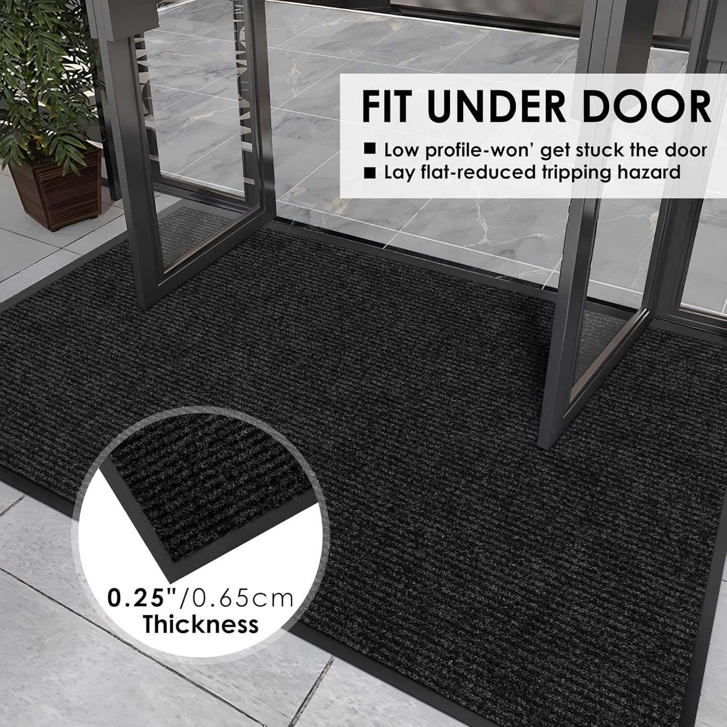 4′ x 38′ Front Door Mat Indoor Outdoor Entrance, Commercial Floor Mat Heavy Duty Dirt Trapper Entryway Doormat, Custom Size Non Slip Rubber Backing Welcome mat, Door Mat for High Traffic Area