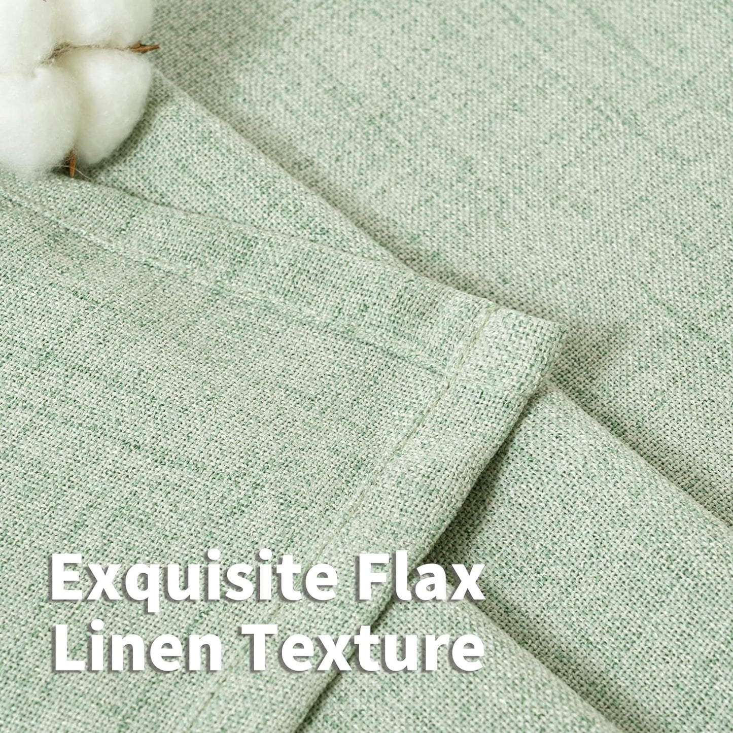 YoungsTex Sage Green Linen Cafe Curtains 36 Inch Length, Short Drapes Light Filtering with Rod Pocket Back Tab for Cafe Kitchen Windows Over Sink, 2 Panels, 42 X 36 Inch