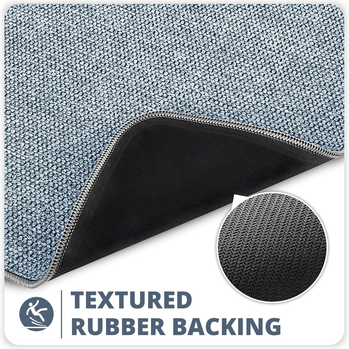 Bath Mat,Ultra Thin Bathroom Runner Rugs,Large Bath Mats for Bathroom,Quick Dry,Non-Slip,Machine Washable,Low Pile,Bath Rug,Shower Outside,Sink,Home Decor Accessories.Blue,1'9"x3'11"（21x47inch）