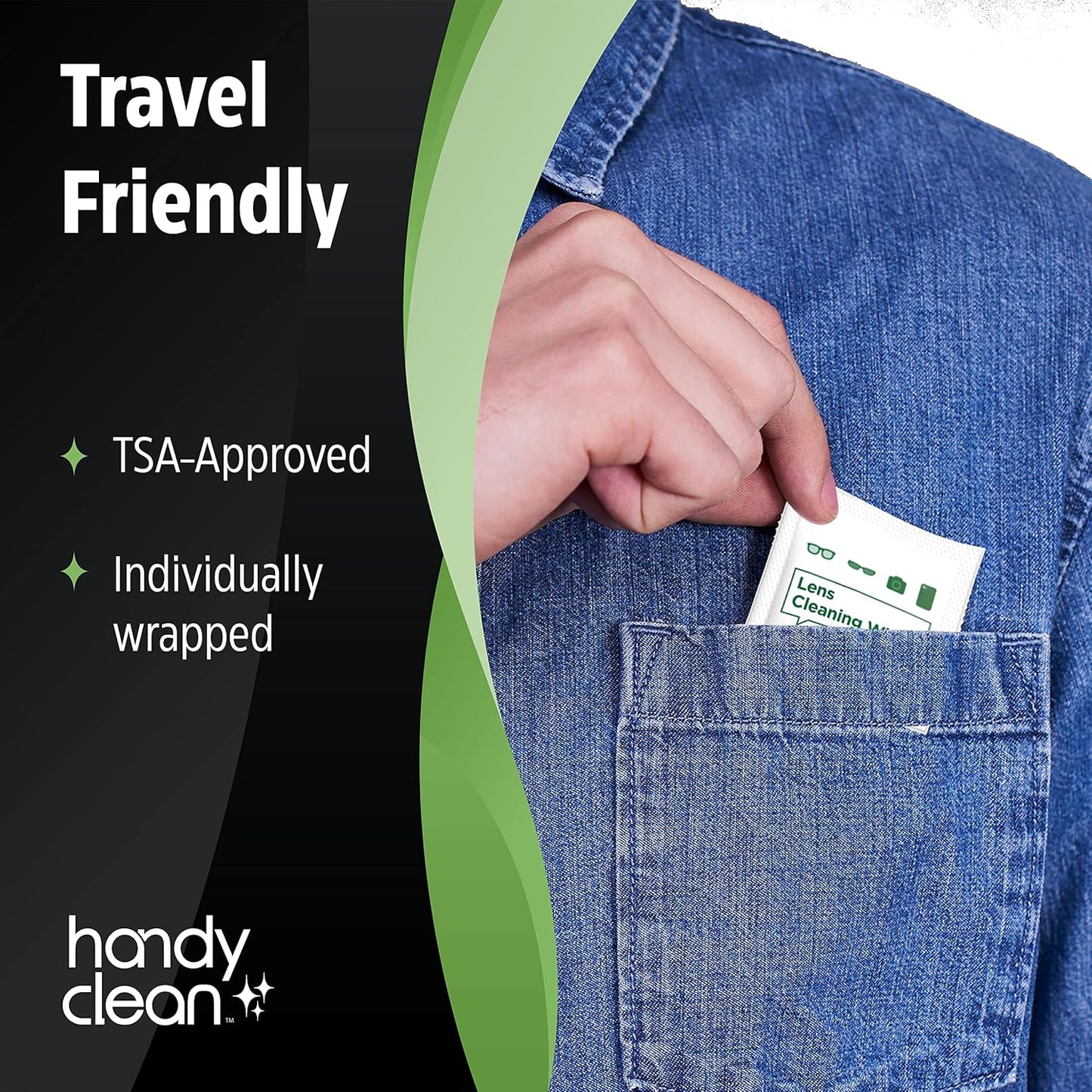 HandyClean Pre-Moistened Lens Cleaning Wipes, Eyeglass Wipes, Screen Wipes, 200 ct of 6 x 5 inches Individually Packed Lens Cleaner Wipes