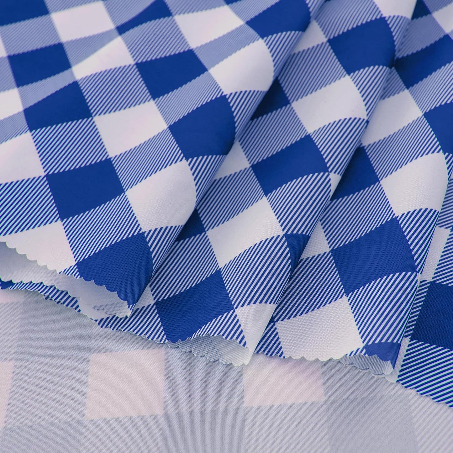 Waterproof Plaid Tablecloth Fabric - Round 58 Inch Classic Gingham Checker Table Cloth for Indoor/Outdoor Use - Buffalo Table Cover for Picnics, BBQs, and Parties