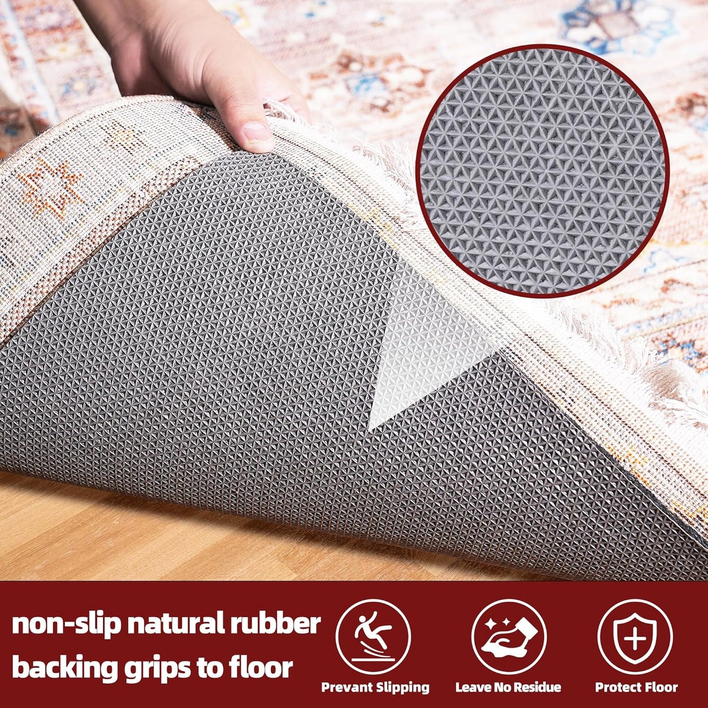 BAGAIL Felt and Natural Rubber Backing Rug Pads 1/4” Thick, 2 x 6 Ft Non Slip Carpet Gripper Keep Rugs in Place, Under Area Rug Protective Cushioned Pads, Carpet Runners, Hardwood Floors Protection