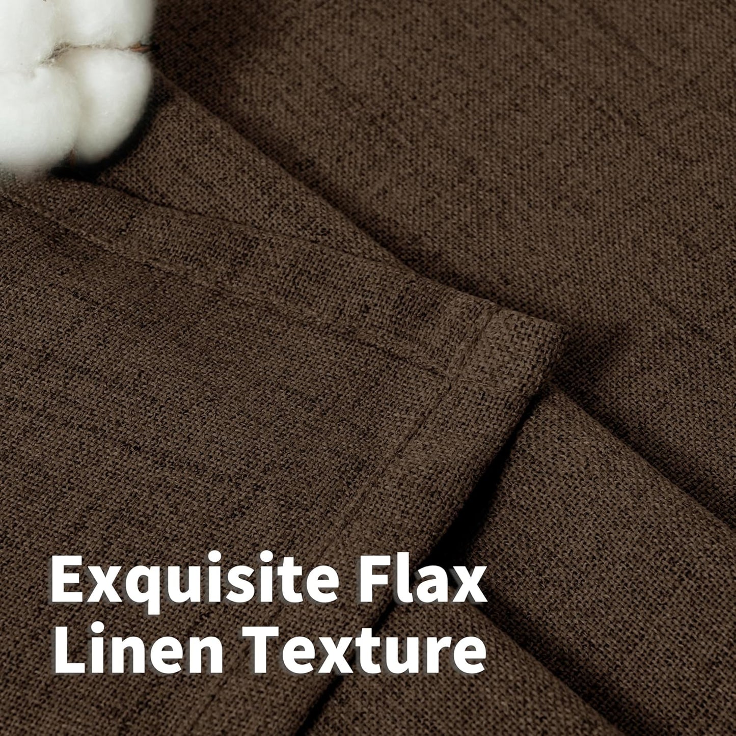 YoungsTex Brown Linen Curtains 45 Inches Long for Short Window, Back Tab Rod Pocket Chocolate Drapes Light Filtering for Kitchen Bathroom Cafe Decorative, 2 Panels, 42 X 45 Inch
