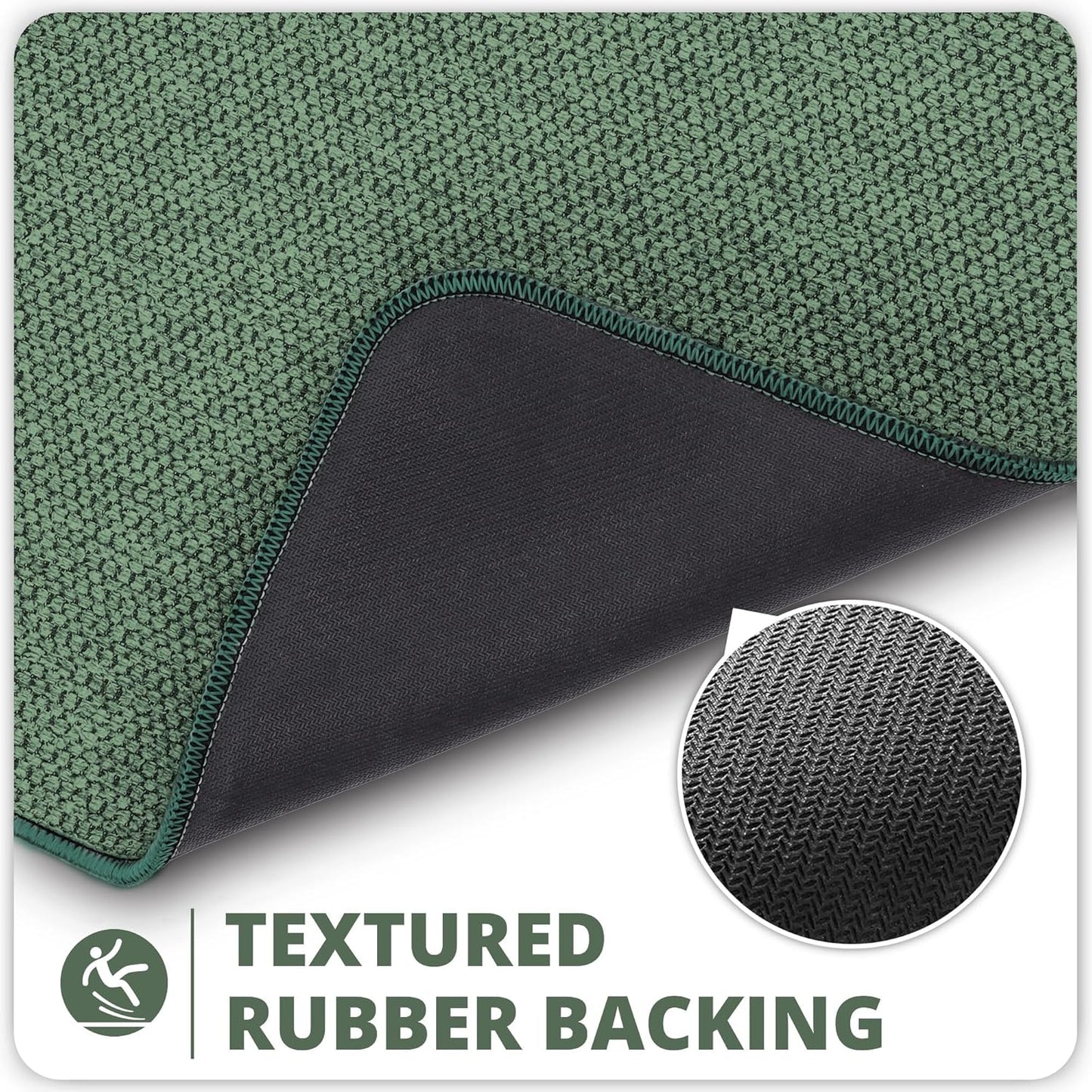 Bath Mat,Ultra Thin Bathroom Runner Rugs,Large Bath Mats for Bathroom,Quick Dry,Non-Slip,Machine Washable,Low Pile,Bath Rug,Shower Outside,Sink,Home Decor Accessories.Green,1'5"x4'11"（17x59inch）
