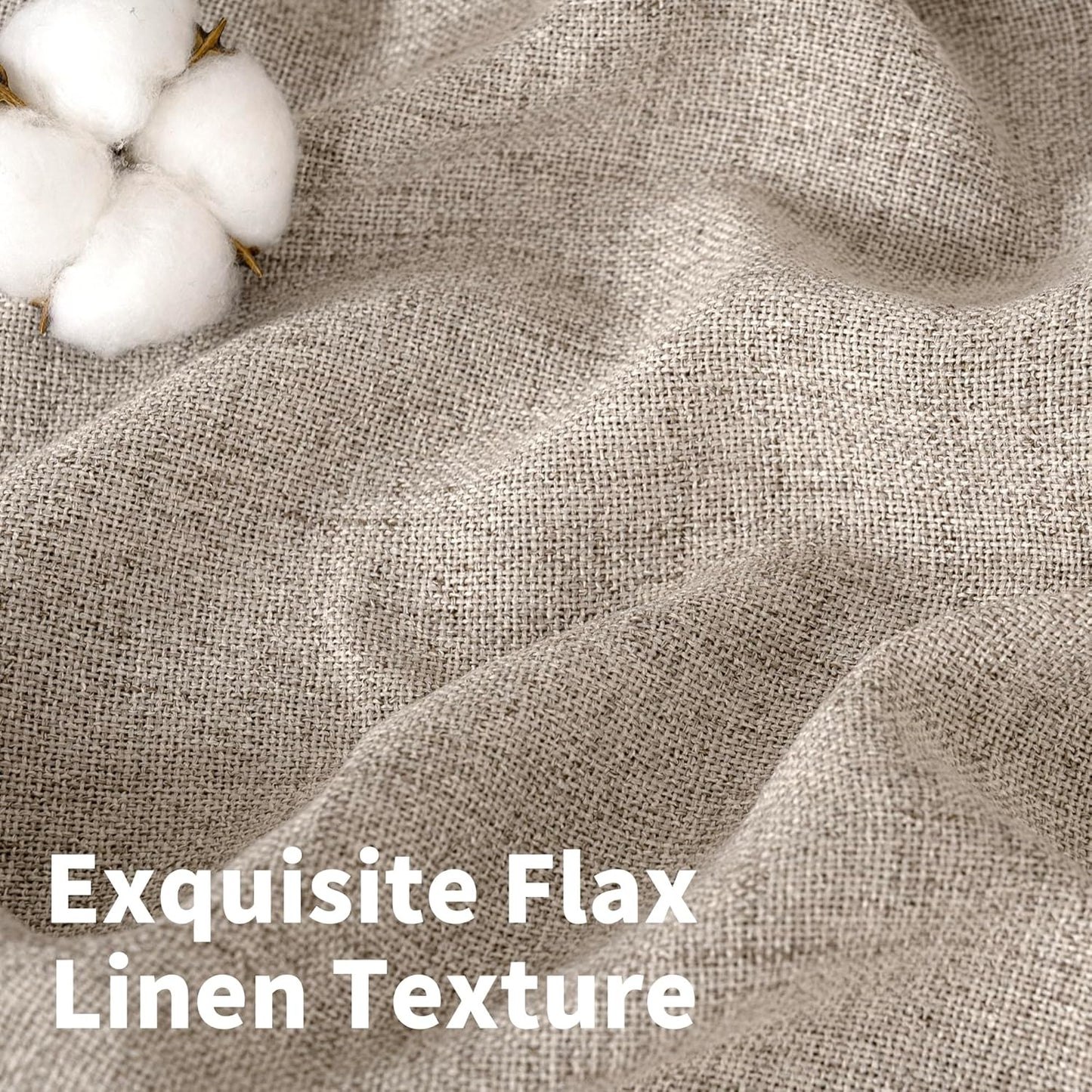 YoungsTex Small Linen Curtains 36 Inch Length for Kitchen Window Over Sink, Cafe Drapes Semi Sheer with Rod Pocket Back Tab Light Filtering for Bathroom Window, Dark Oatmeal, 2 Panels, 30 X 36 Inch