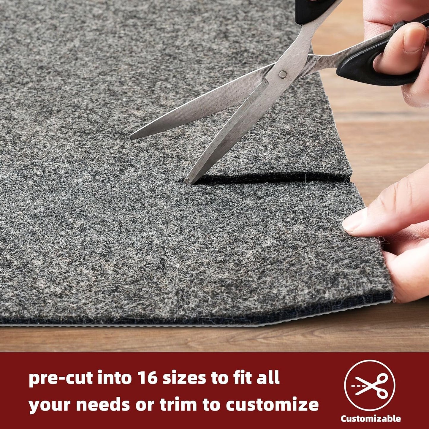BAGAIL Felt and Natural Rubber Backing Rug Pads 1/8” Thick, 8 x 10 Ft Non Slip Rug Gripper Keep Rugs in Place, Under Area Rug Protective Cushioned Pads, Carpet Runners, Hardwood Floors Protection