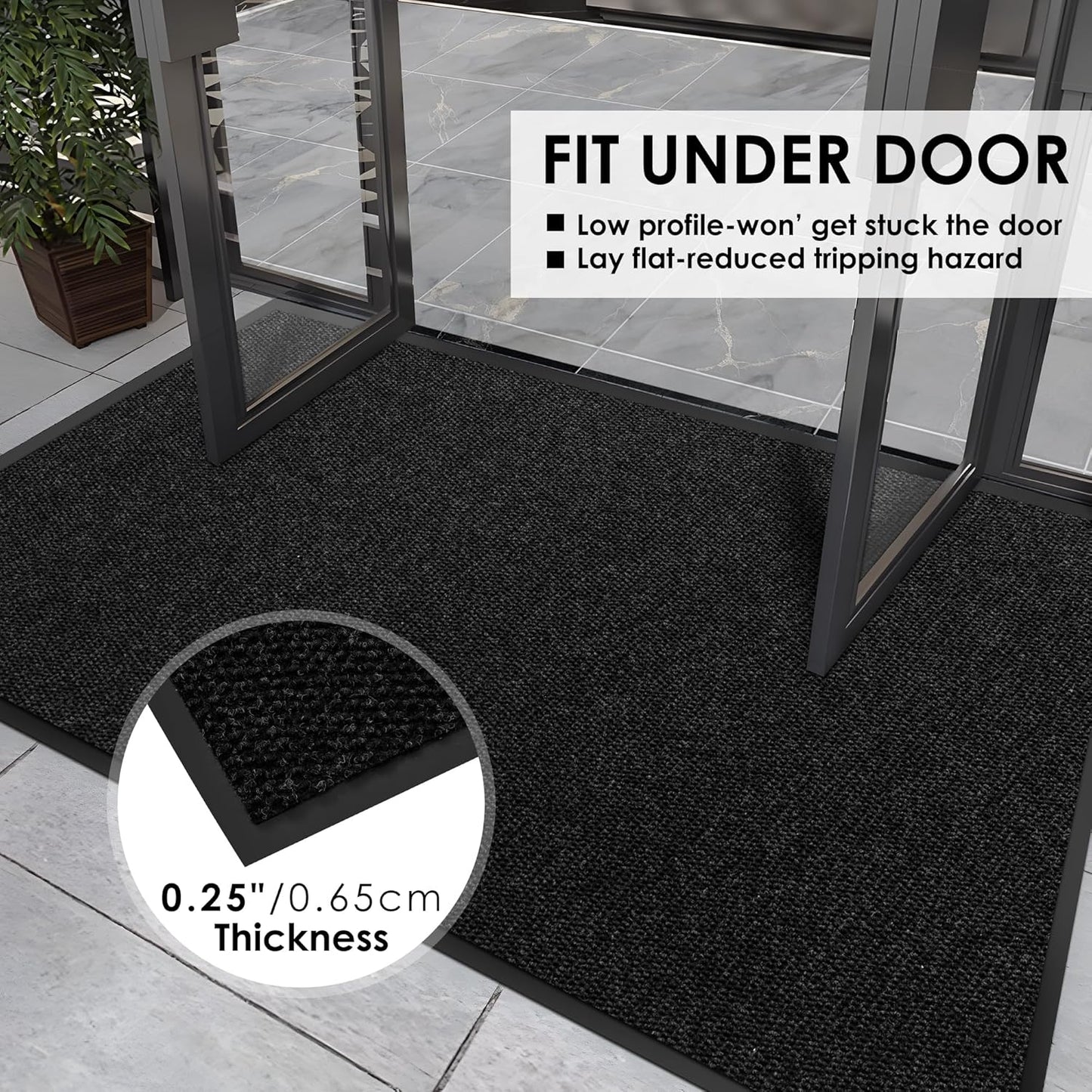 4′ x 63′ Front Door Mat Indoor Outdoor Entrance, Commercial Floor Mat Heavy Duty Dirt Trapper Entryway Doormat, Custom Size Non Slip Rubber Backing Welcome mat, Door Mat for High Traffic Area