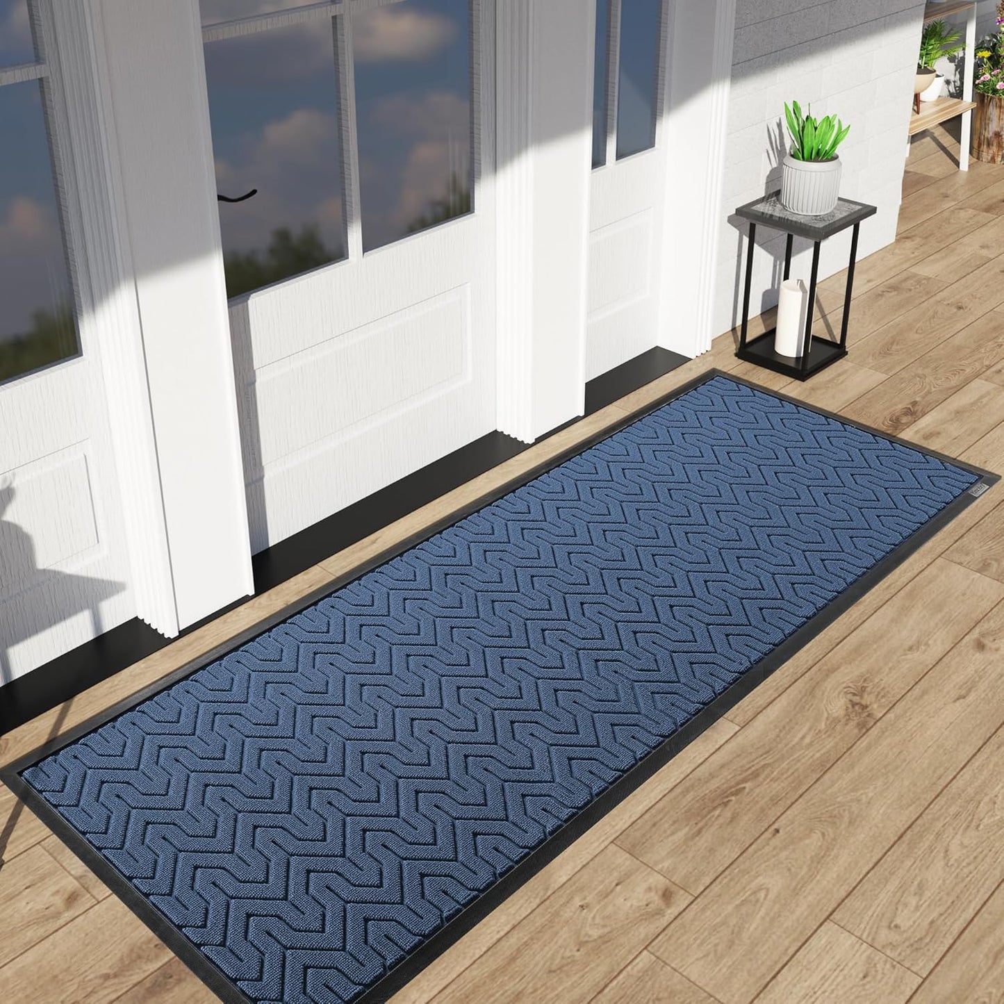 Yimobra 72x24 Indoor Outdoor Runner Rug, Heavy-Duty Waterproof Entrance Mat for High Traffic Areas, Commercial Grade Welcome Door Mat, Easy Clean, Blue