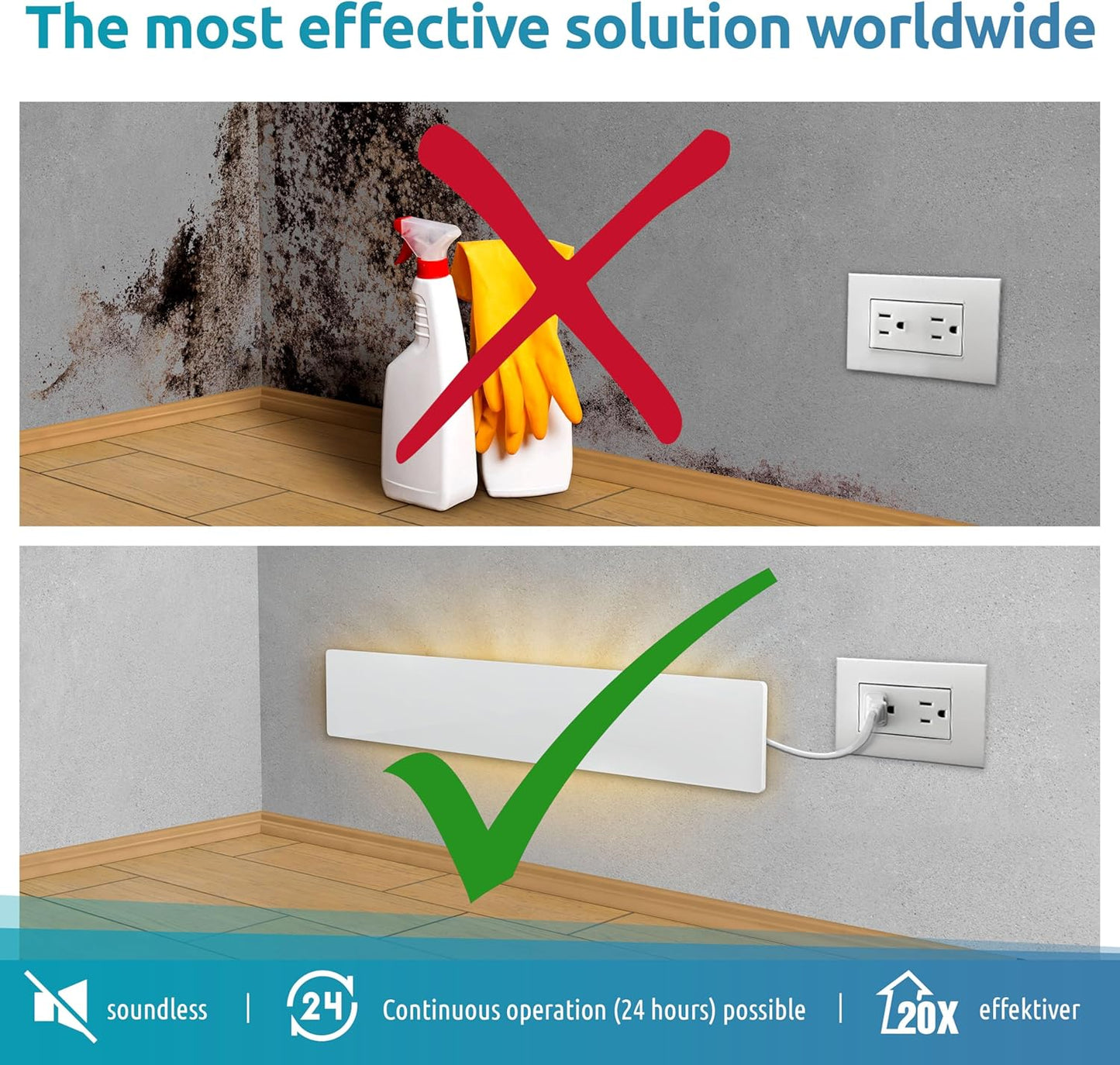 ELIAS Mold killer - Black mold remover for walls without chemicals - Wall heating for every room - Powerful anti-mold heating as an alternative to moldspray - Permanently mold-free (1, Set of 2)